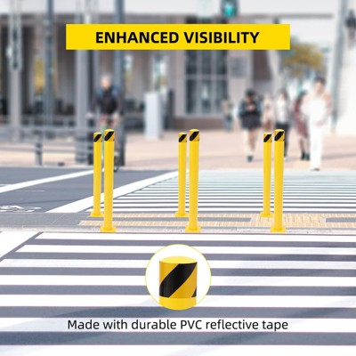 Safety Bollard2/4/6 Packs, 36/42/48 Inch Height Bollard Post, 4.5 Inches Diameter Steel Pipe, Yellow Safety Steel Bollard for Traffic-Sensitive Area