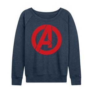 Women's - Marvel - Avengers A Logo Lightweight French Terry Wide Neck Long Sleeve Shirt - 1 of 4