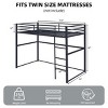 INFURNIC Beds Metal Loft Bed Twin Size with Safety Guardrails Flat Ladder and Under-Bed Storage for Kids Teens, Black, 77.36"*41.34"*62.2" - 3 of 4