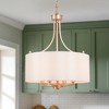 LNC Trend 4-Light 16" Modern Drum Small Chandelier, Matte Gold with White Fabric Shade - 2 of 4