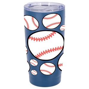 100 North 20 Ounce Stainless Steel On the Go Travel Tumbler With Push Top Lid, Baseball Blue - 1 of 4