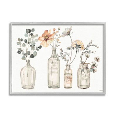 Stupell Industries Antique Floral Bouquets Flowers Glass Jar Painting