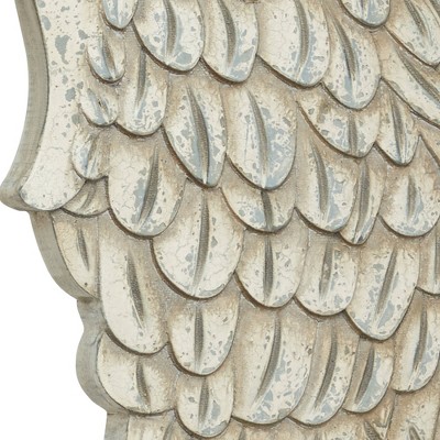 Distressed White Carved Wood Angel Wings Wall Decor Set