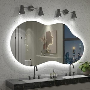 Apmir Super Bright 192 LEDs/m LED Lighted Anti-Fog Tempered Glass Irregular Bathroom/Vanity Mirror with ETL & 3-Year Warranty - 1 of 4