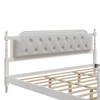 CAVINAS Traditional Style Solid Wood Bed Frame with Upholstered Tufted Headboard, Full Size Bed Frame, No Box Spring - 4 of 4