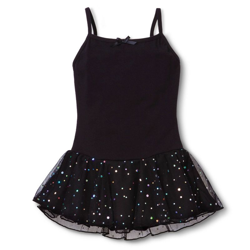Danz N Motion Girls' Activewear Leotard Dress - Black 4-6, 1 of 2
