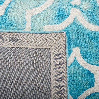 Ivory Turquoise Hand-tufted Wool Rectangular Accent Rug