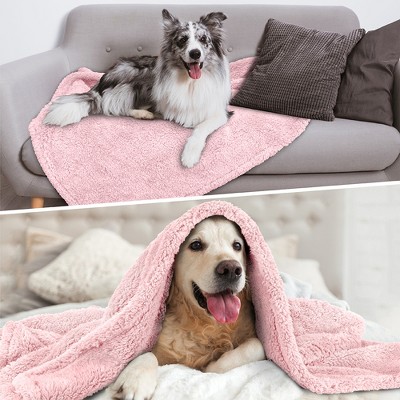 Pink Sherpa Fleece Waterproof Pet Blanket, X-Large 60x80