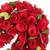 Northlight Wooden Roses Floral Artificial Valentine's Day Heart Wreath - 13.5" - Red - 3 of 4
