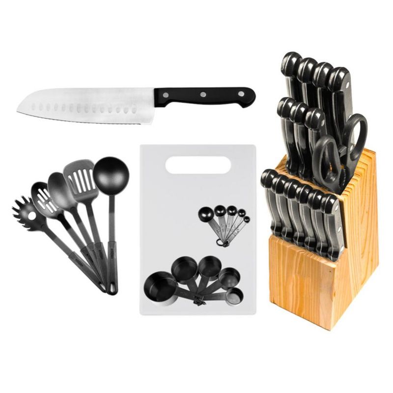 Lexi Home 29-Piece Chef's Kitchen Knife Set with Wooden Block, 1 of 7