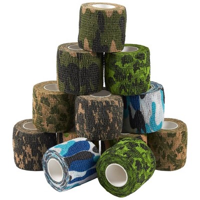 Juvale 12 Pack Self Adhesive Bandage Wraps, Cohesive Tape, Camouflage Pattern, 2 In x 5 Yard