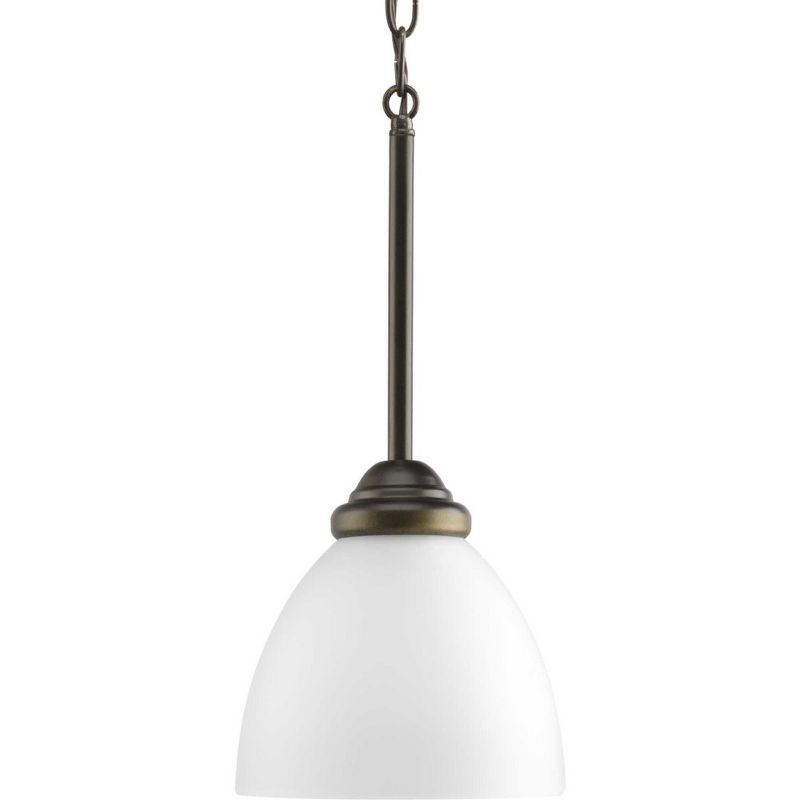 Progress Lighting, Heart Collection, 1-Light Mini-Pendant, Brushed Nickel, Etched Glass Shade, 2 of 4