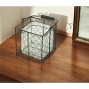 HomeRoots 6" Clear and Brown Glass and Metal Lattice Tabletop Lantern Candle Holder - 2 of 4