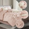7 Pcs Faux Silk Bedding Set, Solid Color RIAB Royal Style Comforter Set, Tufted Dimensional Design Smooth Edge Comforter with Matching Pillow Cases - 2 of 4