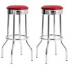 Retro-Style Bar Height Stools Set of 2 with Padded Seats and Chrome Base, Flared Legs for Kitchen or Home Bar - 2 of 4