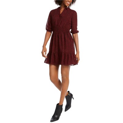 maison Jules Womens Leopard Print Shirt Dress