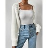 Womens Winter Sweater Shrugs Thick Sweater Knit Bolero Long Sleeve Open Front Cropped Sweater Knit Jackets,Milk White - L - 2 of 4
