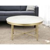 HomeRoots 36" White And Gold Genuine Marble And Steel Round Coffee Table - 2 of 4