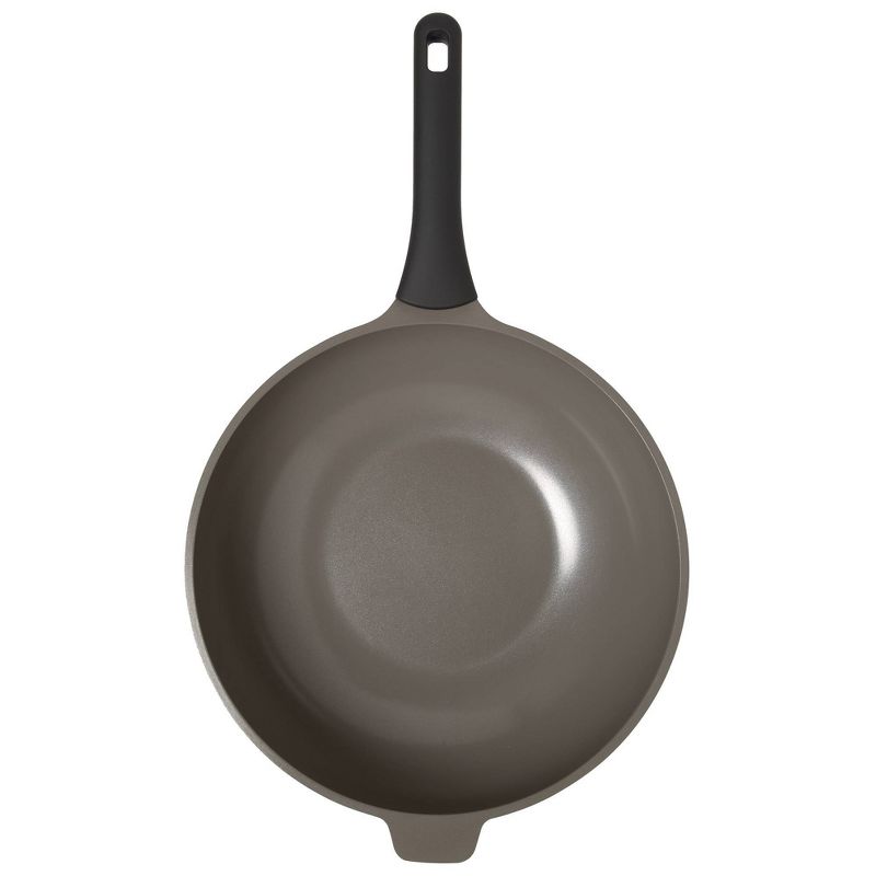 Goodful 12.5&#34; Cast Aluminum, Ceramic Wok Stir-Fry Pan with Side Handle and Long Handle (No Lid) Charcoal, 3 of 9