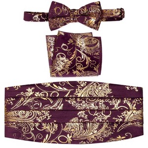 Gioberti Men's Adjustable Satin and Paisley Cummerbund Set - 1 of 3