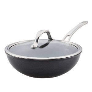 Anolon X 10" Hybrid Nonstick Induction Fry Wok with Lid Charcoal Gray - 1 of 4