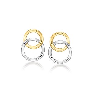 Pure Collection by Ross-Simons 18kt Gold Vermeil and Sterling Silver Interlocking Circle Earrings - 1 of 4
