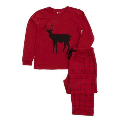 No Boundaries Red Plaid Lounge Pajama Pants Reindeer Fleece Lined