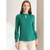 INSPIRE CHIC Women's Office Keyhole Elegant Stand Collar Long Sleeve Back Neck Button Blouse - 3 of 4