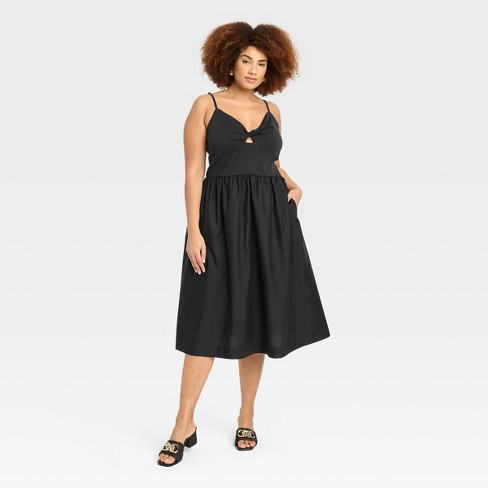 Women's V-neck Mini Slip Dress - A New Day™ Black Xxl : Target