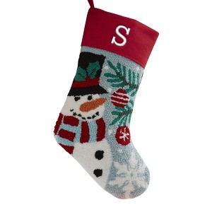 Personalization Mall Snowman Embroidered Initial Hooked Christmas Stockings - 1 of 2