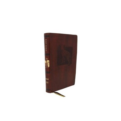 Net Bible, Thinline Art Edition, Large Print, Leathersoft, Brown, Comfort Print - by  Thomas Nelson (Leather Bound)