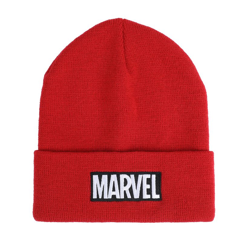 Marvel Logo Adult Red Beanie, 1 of 5