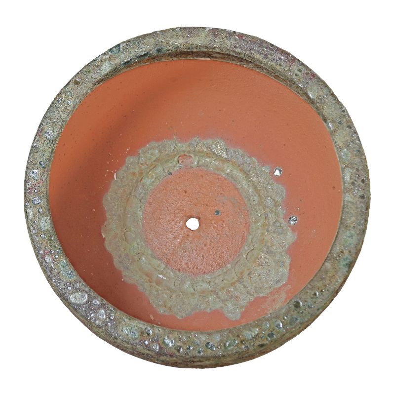 Sunnydaze Round Lava Finish Ceramic Planter - Green Distressed Ceramic - 10" Round - Set of 2, 5 of 7