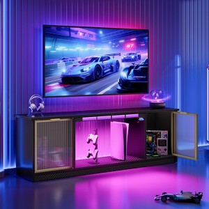 Bestier 57" Gaming Entertainment Center for PS5 with LED TV Stand for up to 65" TVs with Storage Cabinets & Adjustable Shelf - 1 of 4