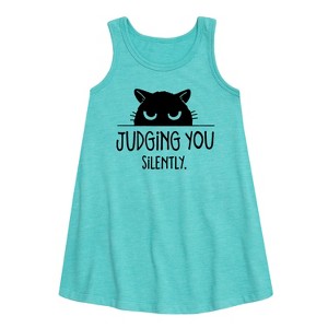 Girls' - Instant Message - Judging You Graphic Sleeveless Aline Dress - 1 of 4
