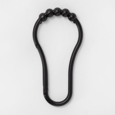 V Hook Shower Curtain Rings Matte Black - Threshold&trade;: Zinc Alloy, Black Plated, 12-Pack Hooks