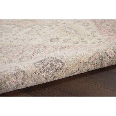 Ivory and Pink Synthetic Rectangular 6' x 9' Area Rug