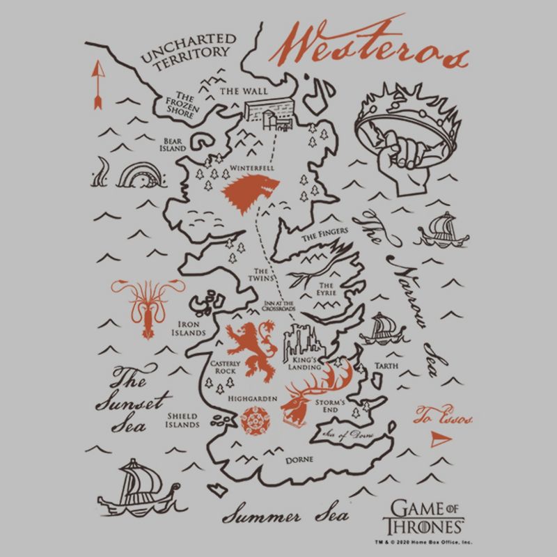 Women's Game of Thrones Westeros Map T-Shirt, 2 of 5