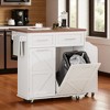 Kitchen Island with Drop Leaf, Rolling Kitchen Cart with Removable Side Shelf, Hidden Tilt Trash Cabinet, Drawers and Adjustable Storage - 3 of 4