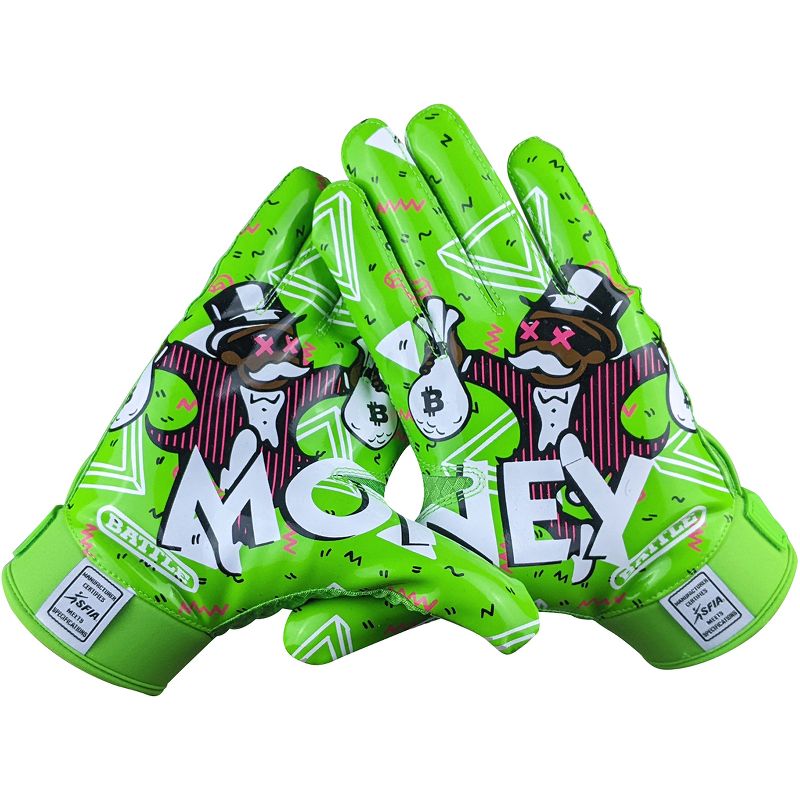 Battle Sports Adult Money Man 2.0 Football Receiver Gloves - Neon Green, 1 of 3
