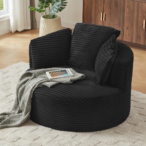 GDFStudio Lewiston Contemporary Corduroy Upholstered Round Chair with Cushioned Backrest - 1 of 4