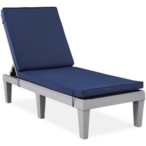 Best Choice Products Outdoor Lounge Chair Resin Patio Chaise Lounger W Seat Cushion 5 Positions Gray navy Target