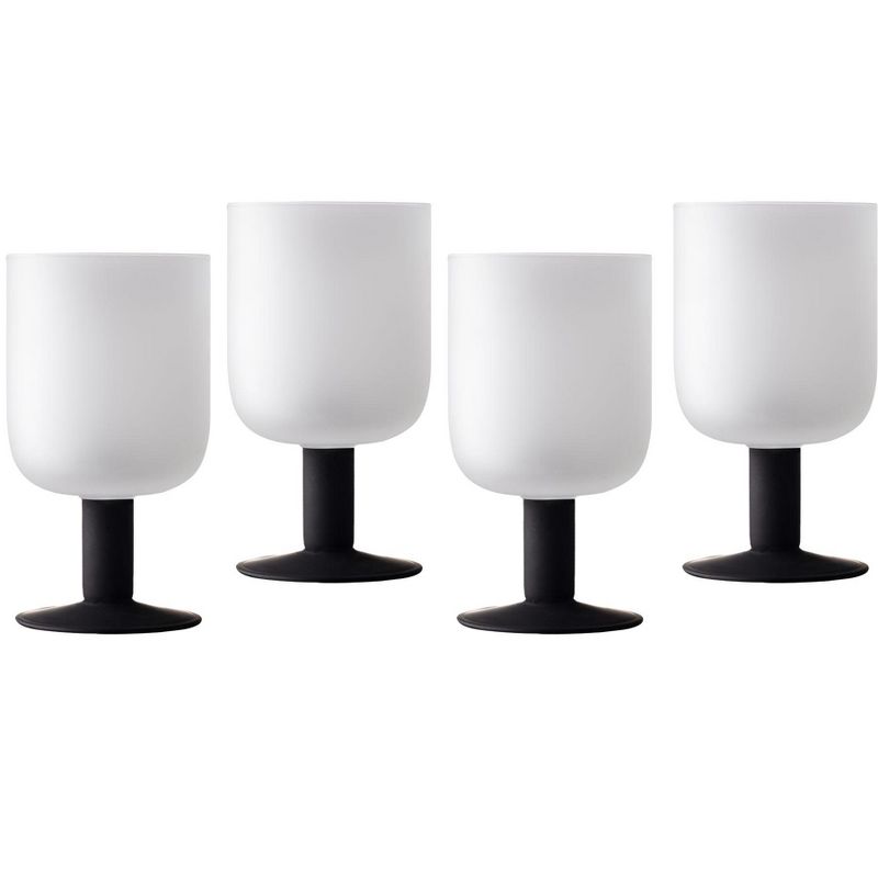 Elle Decor Frosted Glass Goblets Set of 4 Beverage Stemmed Glass Cups, 8.2 oz. Capacity, 1 of 7
