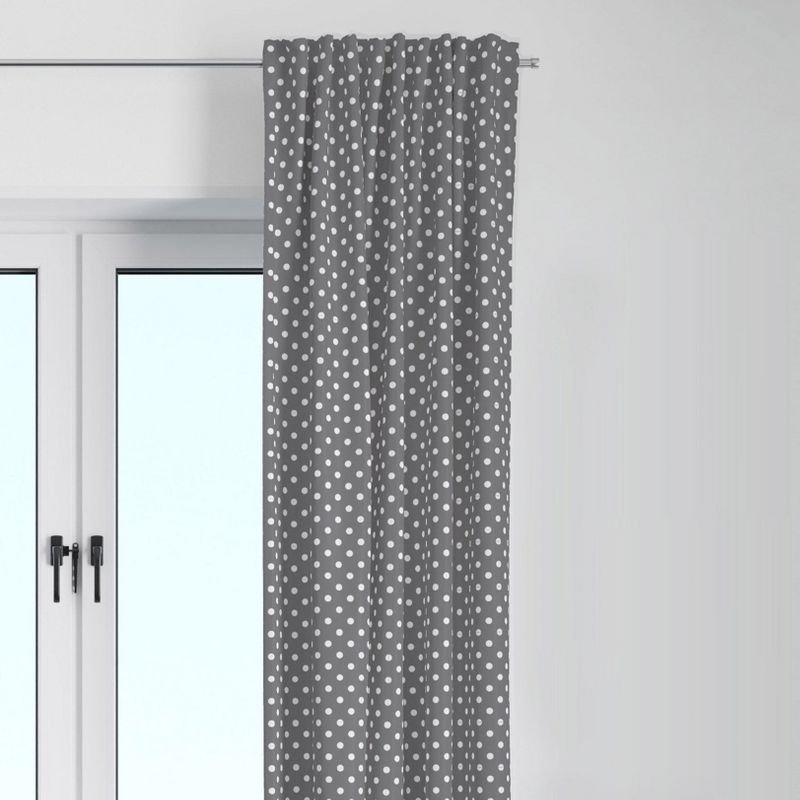 Bacati - Pin Dots Gray Cotton Printed Single Window Curtain Panel, 1 of 5