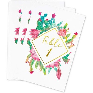 Sparkle and Bash 25 Pack Cactus Theme Table Number Cards for Weddings, Numbers 1-25, 4 x 6 inches, Gold Foil - 1 of 4
