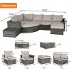 8-Piece Rattan Sectional Sofa,Outdoor Sectional L-Shaped Patio Sofa With Thick Cushions And Coffee Table,Curved Sofa,Ottoman -Maison Boucle - 3 of 4