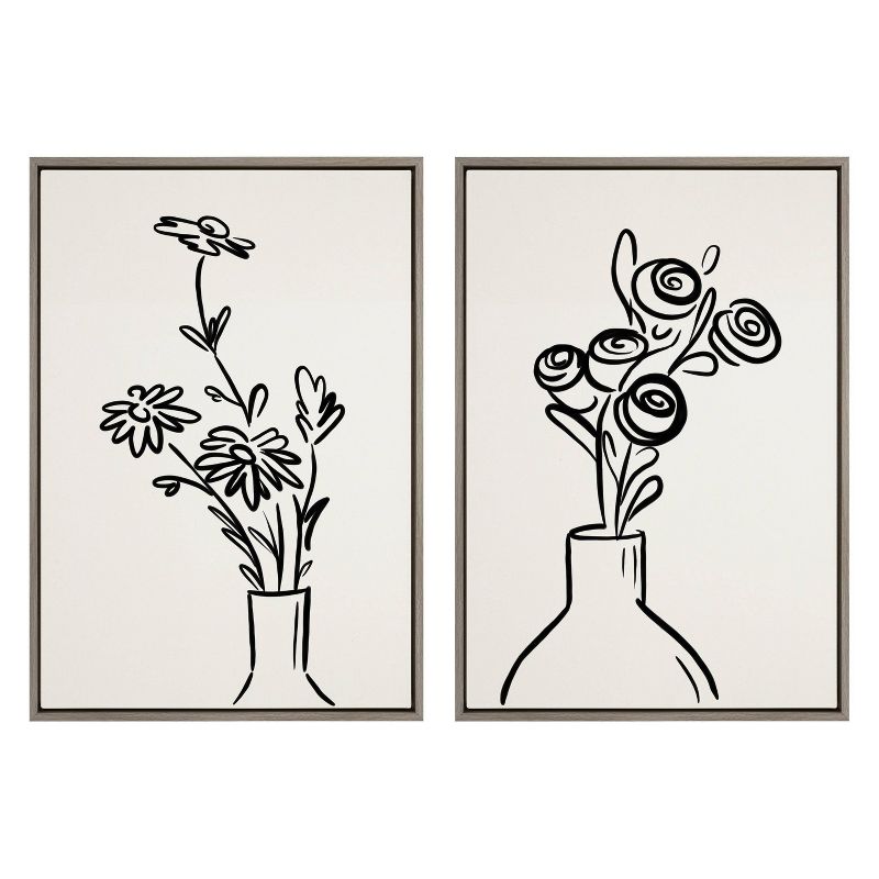 23&#34; x 33&#34; 2pc Sylvie Still Life Flowers in Vase Framed Canvas Set by the Creative Bunch Studio Gray - Kate &#38; Laurel All Things Decor, 1 of 8