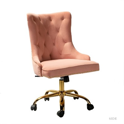 Alex Velvet Task Home office Desk Chair Tufted Padded Adjustable Swivel |  Karat Home - Pink