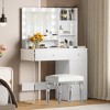 VYNXARIA Vanity Desk with Mirror,Makeup Vanity with Glass Top and Storage Shelves,Dressing Table with 2 Drawers and Cabinet,White - 2 of 4