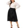 Agnes Orinda Women's Plus Size Velvet Pleated Elastic Waist Party Metallic Swing Midi A Line Skirts - 2 of 4
